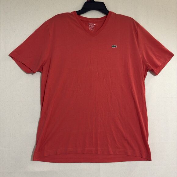 Lacoste red pima cotton v neck t shirt sz XXL Regular Fit *read description - Picture 1 of 7